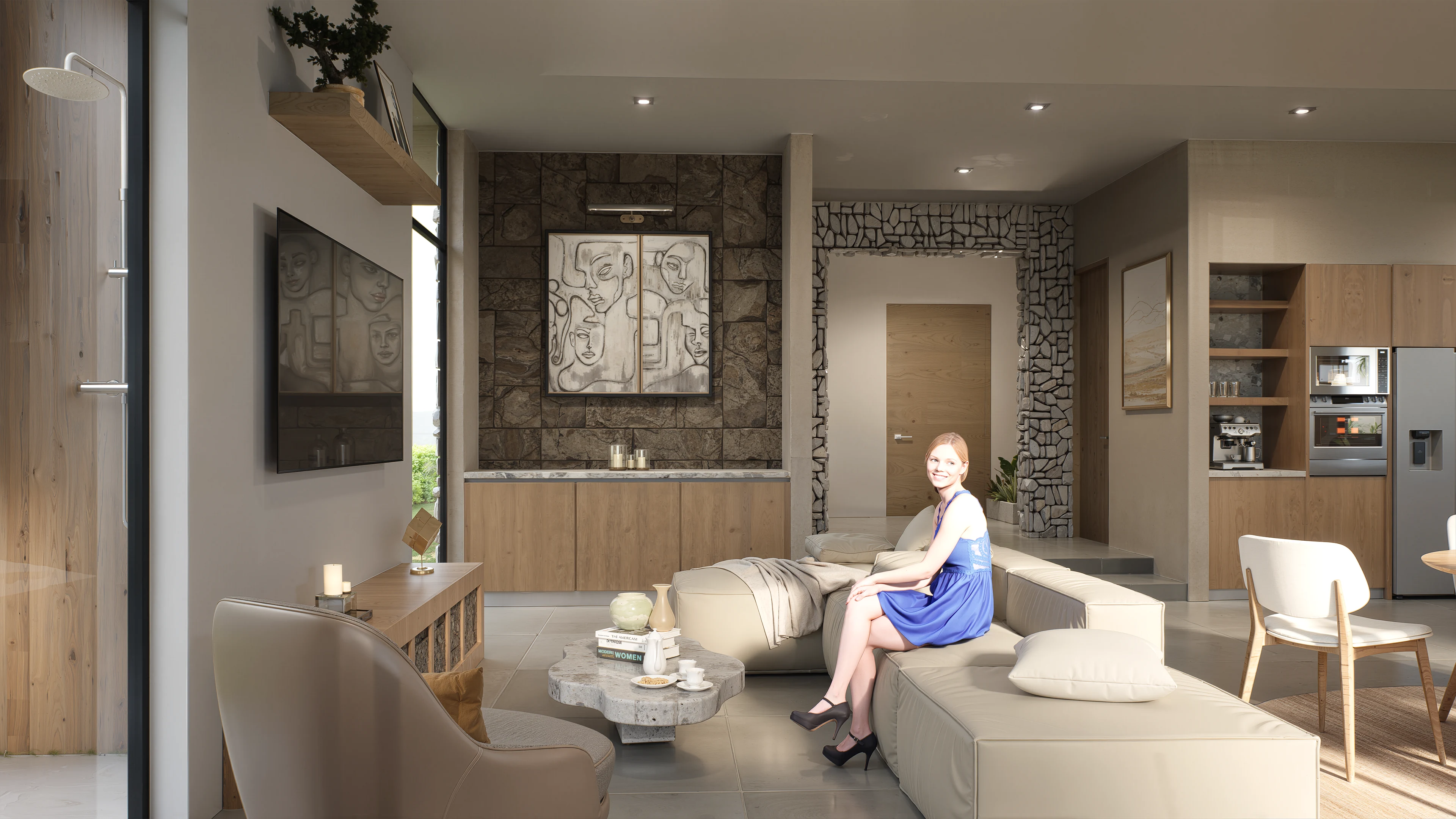 Vista final de interiores — Casa Místico por Pauneer Design
