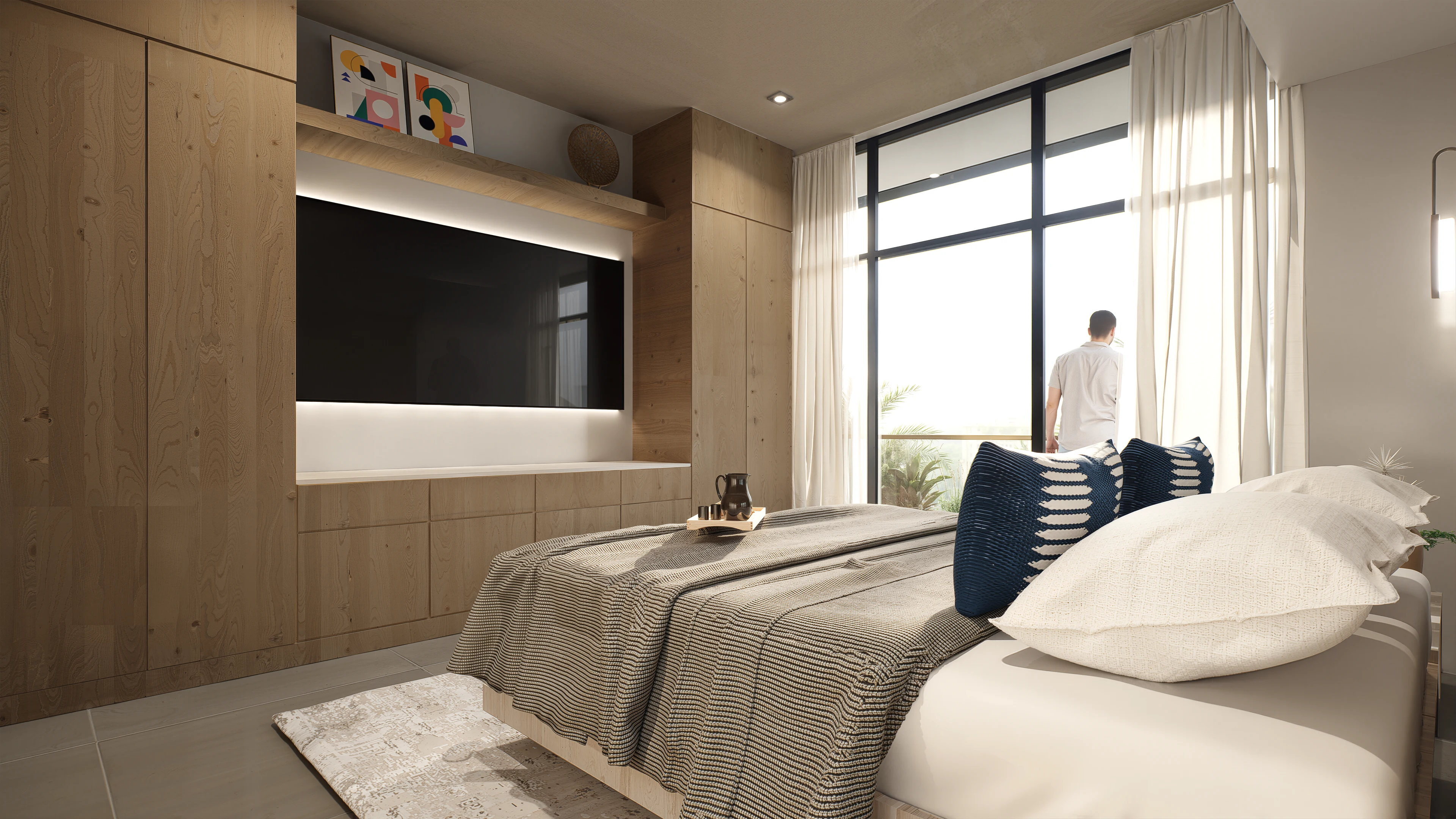 Habitación secundaria con iluminación cálida — Casa Místico